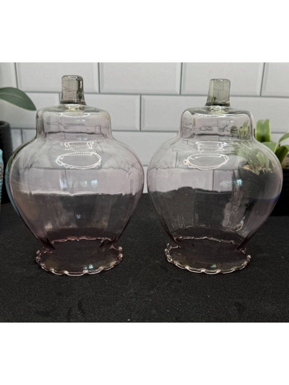 Celeste Peg Glass Votive Cups PALE Pink Home Interiors Set of 2 Globes - Picture 4 of 10